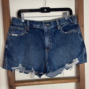 Aerie Dark Blue Distressed Jean Shorts